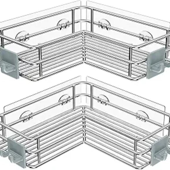 Corner Shower Shelves Stainless Steel, Adhesive Shower Caddy Basket Rack - Picture 7 of 7